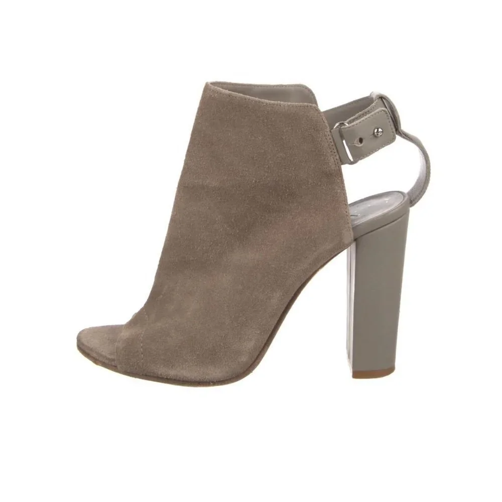 VINCE Camuto Kainan Suede Perforated Open Toe Booties Size 6.5M/37